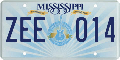MS license plate ZEE014