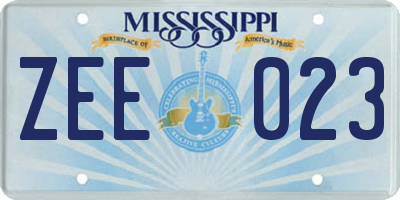 MS license plate ZEE023