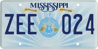 MS license plate ZEE024
