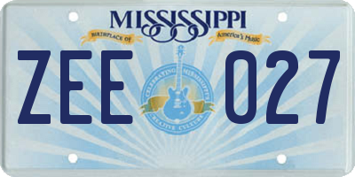 MS license plate ZEE027