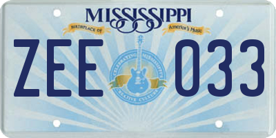 MS license plate ZEE033