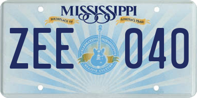 MS license plate ZEE040