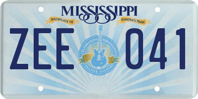 MS license plate ZEE041