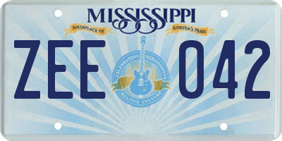 MS license plate ZEE042