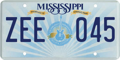 MS license plate ZEE045