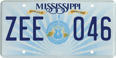 MS license plate ZEE046