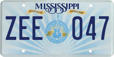 MS license plate ZEE047