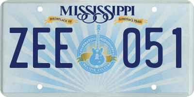 MS license plate ZEE051