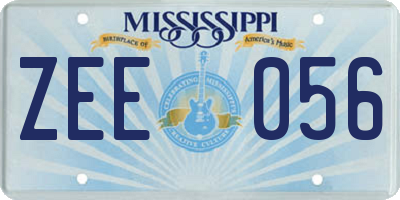 MS license plate ZEE056