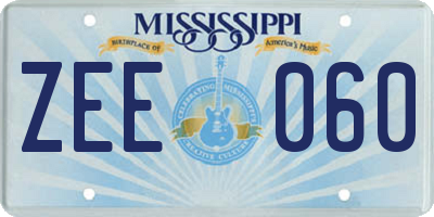 MS license plate ZEE060
