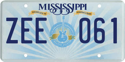 MS license plate ZEE061