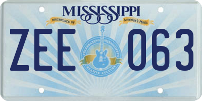 MS license plate ZEE063