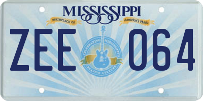 MS license plate ZEE064