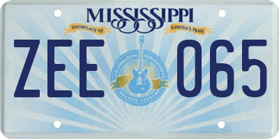 MS license plate ZEE065