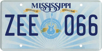 MS license plate ZEE066