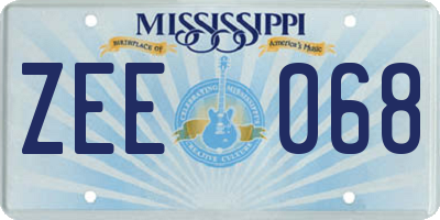 MS license plate ZEE068
