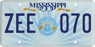 MS license plate ZEE070