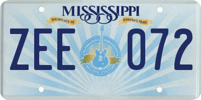 MS license plate ZEE072