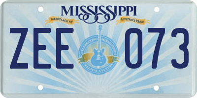 MS license plate ZEE073