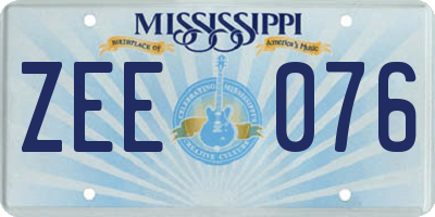 MS license plate ZEE076