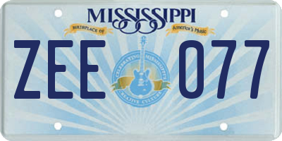 MS license plate ZEE077