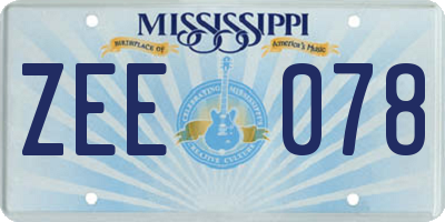 MS license plate ZEE078