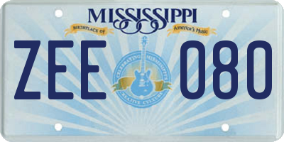 MS license plate ZEE080