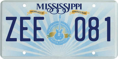 MS license plate ZEE081