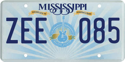 MS license plate ZEE085
