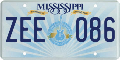 MS license plate ZEE086