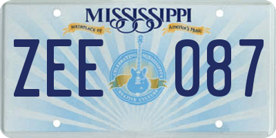 MS license plate ZEE087