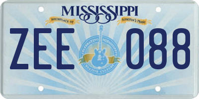 MS license plate ZEE088