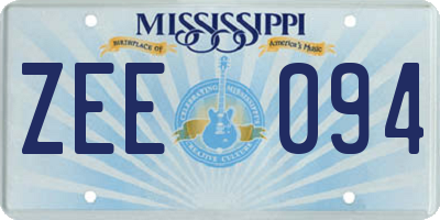 MS license plate ZEE094