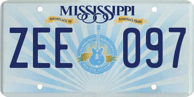 MS license plate ZEE097