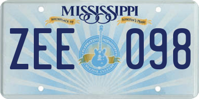 MS license plate ZEE098