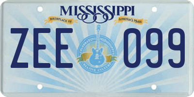 MS license plate ZEE099