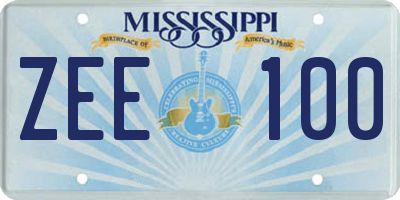 MS license plate ZEE100