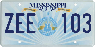 MS license plate ZEE103