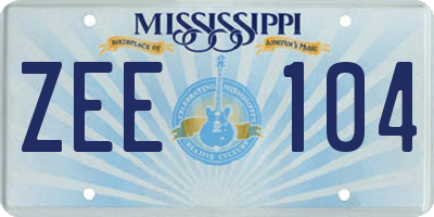 MS license plate ZEE104