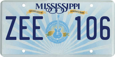MS license plate ZEE106