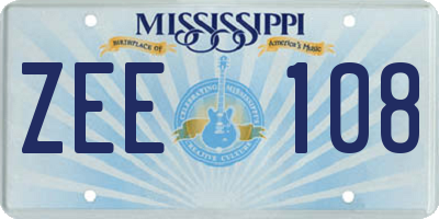 MS license plate ZEE108