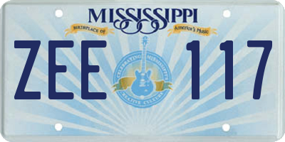 MS license plate ZEE117