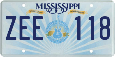 MS license plate ZEE118