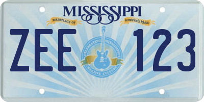 MS license plate ZEE123