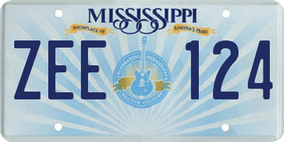 MS license plate ZEE124