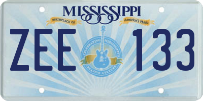 MS license plate ZEE133