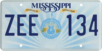MS license plate ZEE134