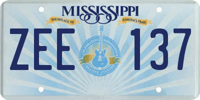 MS license plate ZEE137