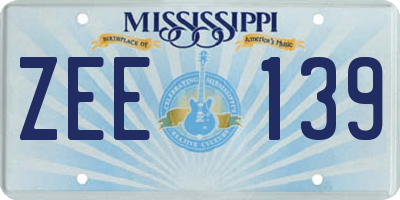 MS license plate ZEE139