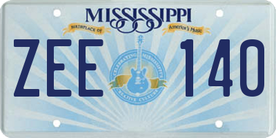 MS license plate ZEE140